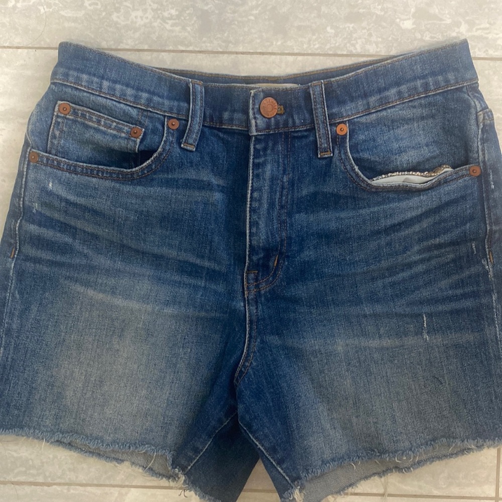 Madewell denim high waisted jean shorts size 27 dark jeans